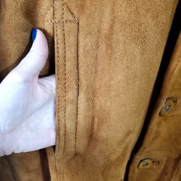 Vintage 70s Women's Tan Leather Shearling Coat - Picture 7 of 12